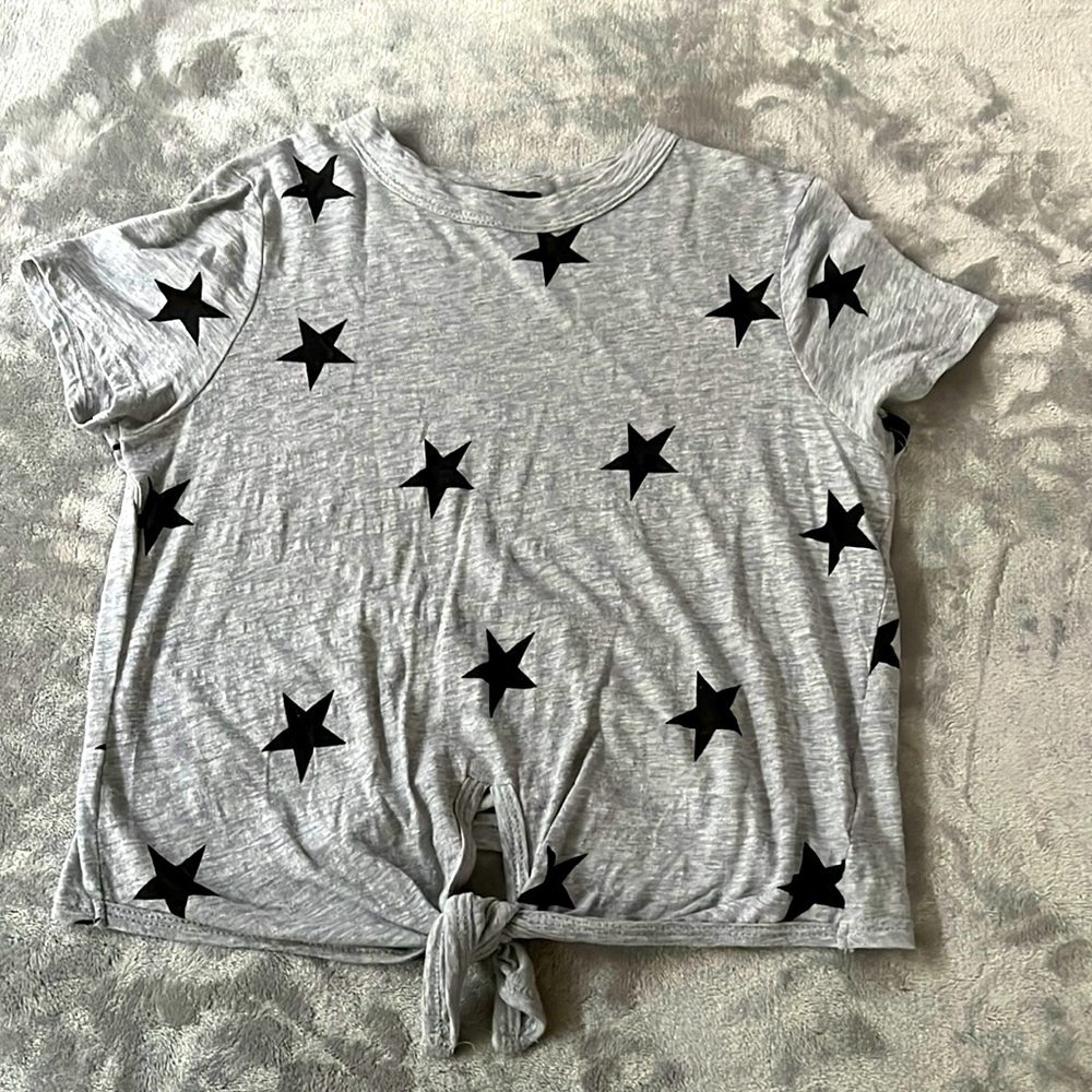 Gray T-Shirt with Black Stars